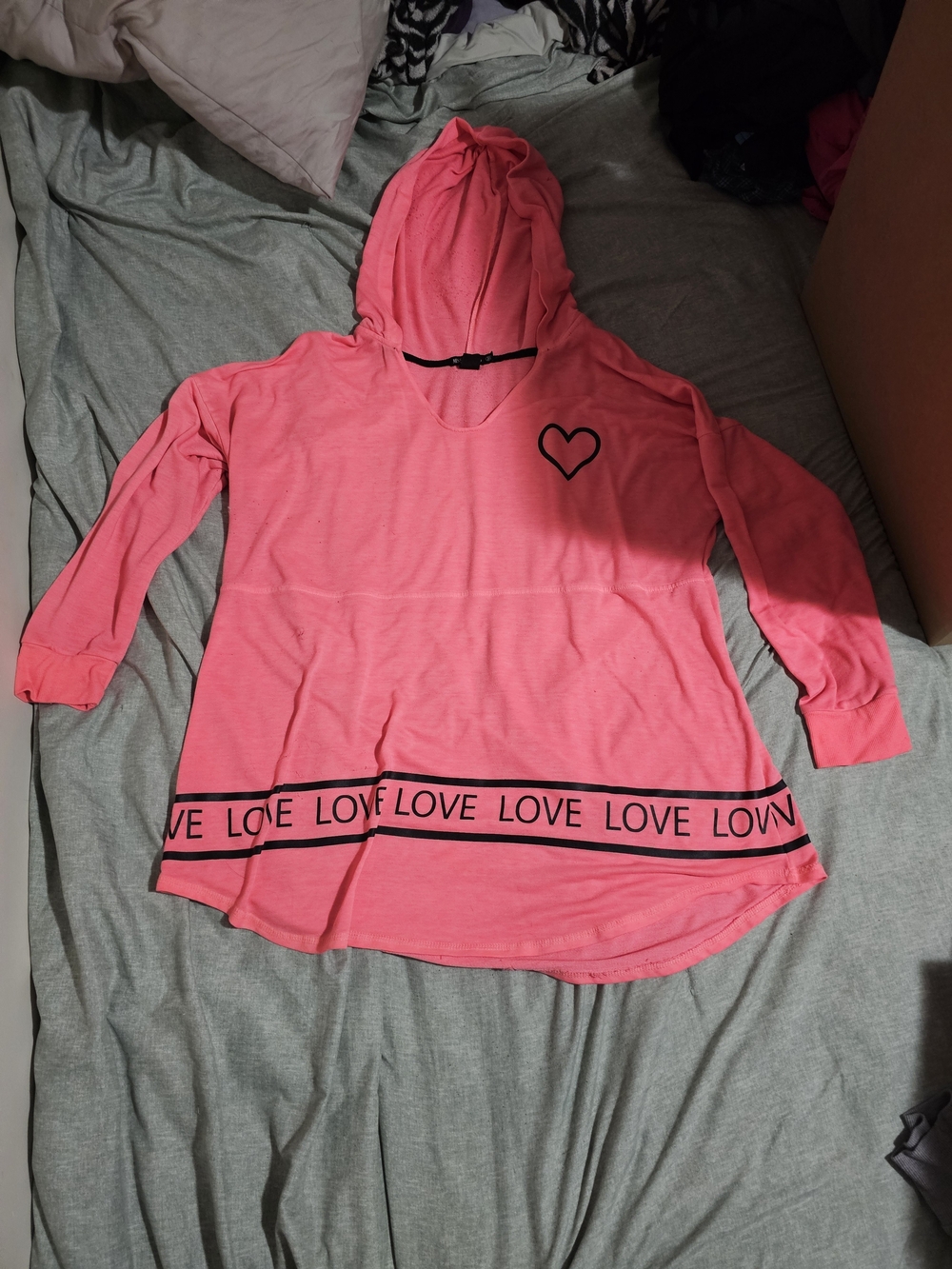 Kids Pink Hoodie Top with 'LOVE' Band